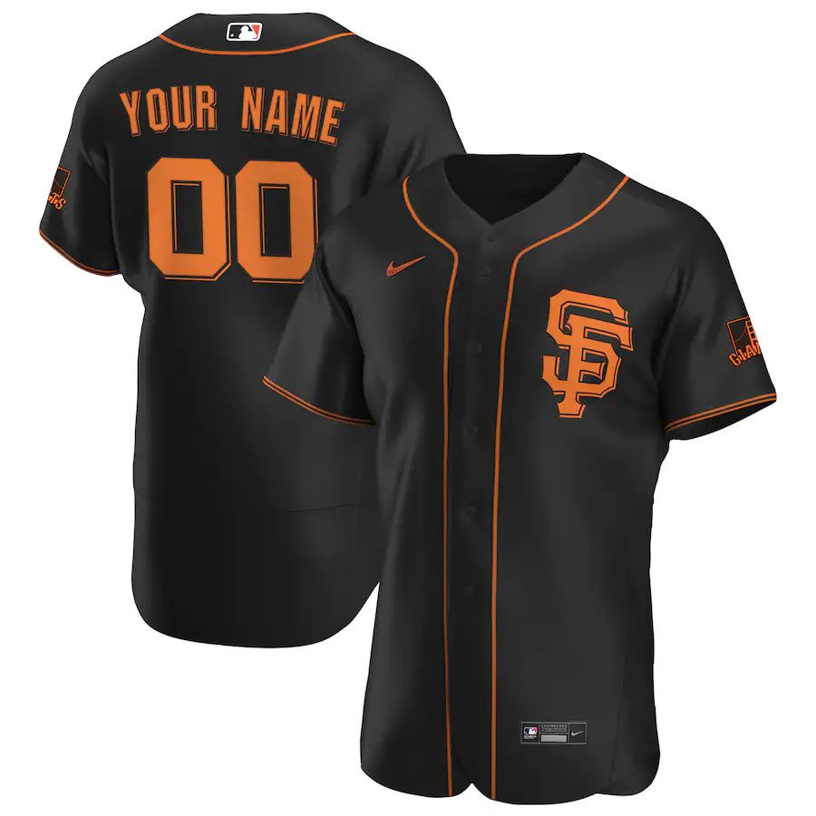 Mens San Francisco Giants Nike Black Alternate Official Authentic Custom MLB Jerseys